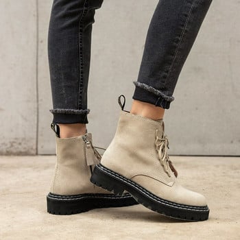 BeauToday Fashion Ankle Boots Γυναικεία Χειμερινά  Suede Lace Up Φερμουάρ Πλατφόρμα Χειροποίητο 03443