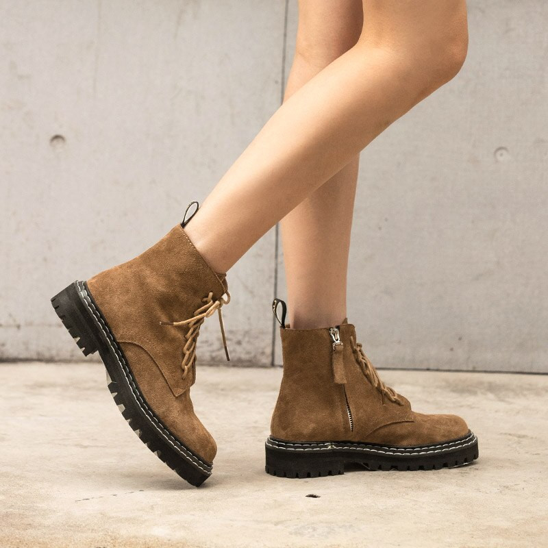 BeauToday modes potītes zābaki sievietēm ziemas  mežģīnes ar rāvējslēdzēju  platforma, roku darbs 03443