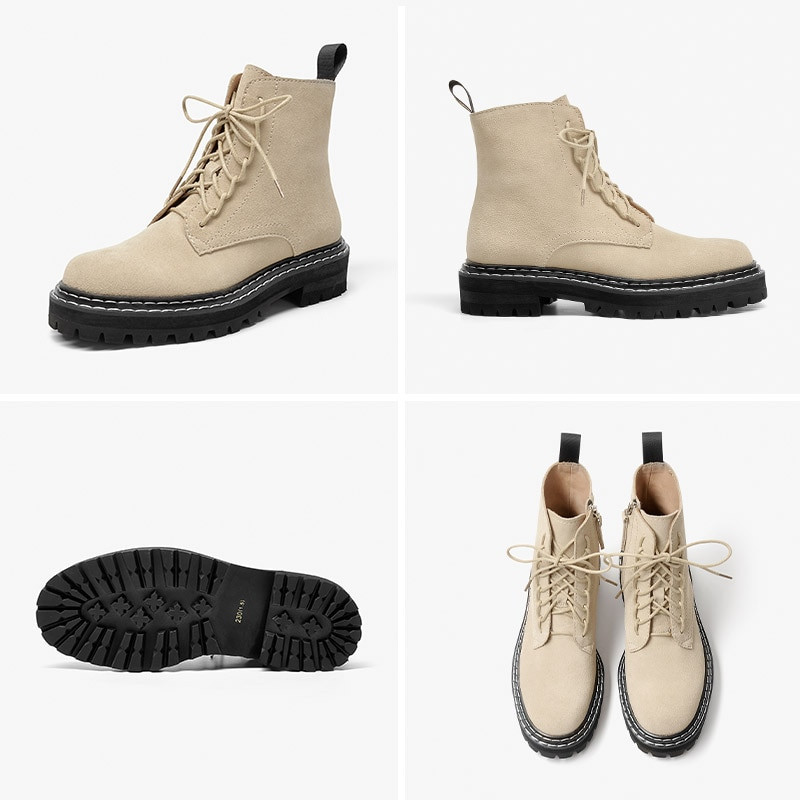 BeauToday modes potītes zābaki sievietēm ziemas  mežģīnes ar rāvējslēdzēju  platforma, roku darbs 03443