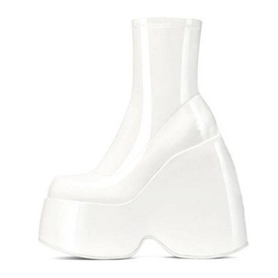 Γυναικείες μπότες 2022 New Fashion Platform Wedges Luxury Ankle Med Calf Boots για Γυναικείες Κομψές επώνυμα παπούτσια Goth με ψηλό τακούνι