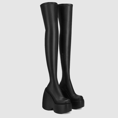 Γυναικείες μπότες 2022 New Fashion Platform Wedges Luxury Ankle Med Calf Boots για Γυναικείες Κομψές επώνυμα παπούτσια Goth με ψηλό τακούνι