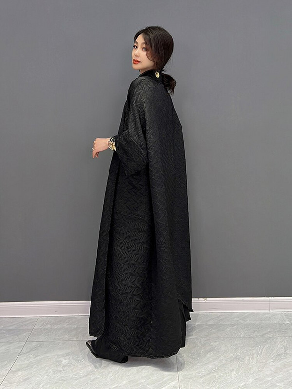 XITAO modni crni trench opušteni, jednostavni nabori, ležerni dugi univerzalni kaput, jesen, novi temperamentni ženski kardigan WLD8953