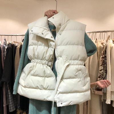 Πουφερ Γιλέκο Γυναικείο Χειμερινό αμάνικο μπουφάν Γυναικεία περιστασιακή ζώνη Κομψό παλτό Γυναικείο σταντ γιακά με φερμουάρ Chaleco Mujer