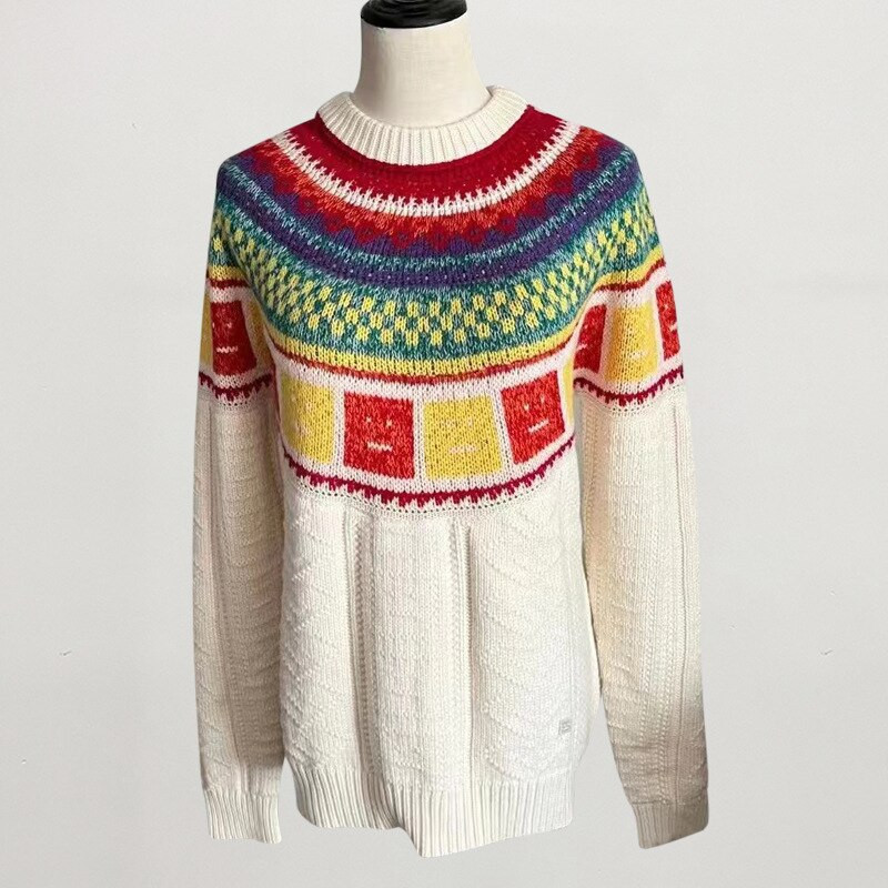Ac Studios Fashion Γυναικεία Basic Vintage Smiley Rainbow Winter Harajuku Loose Casual μάλλινο πλεκτό πουλόβερ πουλόβερ Κορυφαία ρούχα