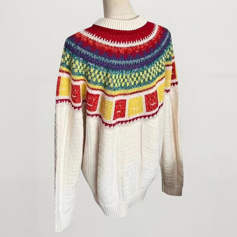 Ac Studios Fashion Γυναικεία Basic Vintage Smiley Rainbow Winter Harajuku Loose Casual μάλλινο πλεκτό πουλόβερ πουλόβερ Κορυφαία ρούχα