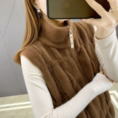 2021 Φθινόπωρο χειμερινό βελούδινο γιλέκο με ψηλό λαιμό, γυναικείο χοντρό ελαστικό γιλέκο με φερμουάρ μονόχρωμο αμάνικο ρούχο ζεστό