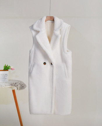 MONMOIRA Γυναικείο γιλέκο με χοντρή γούνα χειμωνιάτικο, καθημερινές τσέπες Teddy αμάνικα παλτό Γυναικεία streetwear XS-3XL cwj0233-5