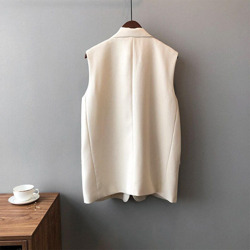 Novo 2021. Ženska jednostavna prslučna jakna bez rukava uredske dame nose ležerno odijelo do struka Kaput s džepovima Gornja odjeća