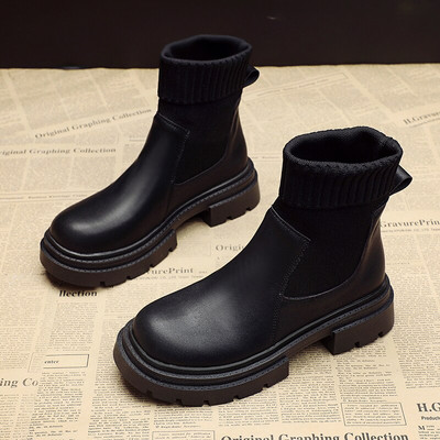 Ženske gležnjače 2022. Modne crne čizme s čarapama Ženske punk gotičke cipele Ženske elegantne Lolita kratke čizme na nisku petu