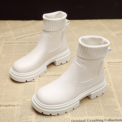 Ženske gležnjače 2022. Modne crne čizme s čarapama Ženske punk gotičke cipele Ženske elegantne Lolita kratke čizme na nisku petu