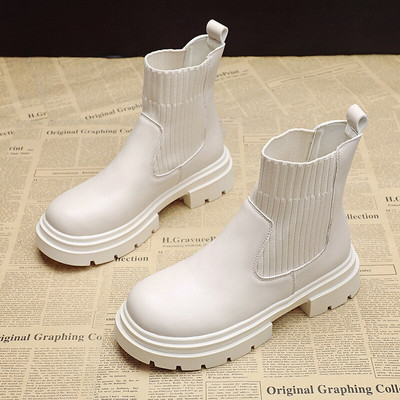 Ženske gležnjače 2022. Modne crne čizme s čarapama Ženske punk gotičke cipele Ženske elegantne Lolita kratke čizme na nisku petu