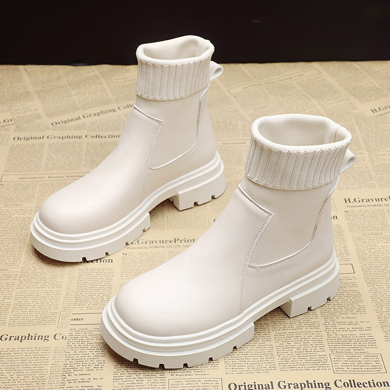 Ženske gležnjače 2022. Modne crne čizme s čarapama Ženske punk gotičke cipele Ženske elegantne Lolita kratke čizme na nisku petu