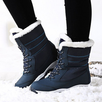 Дамски ботуши Водоустойчиви зимни обувки Дамски ботуши за сняг Платформа Затоплят глезена Зимни ботуши с дебел косъм на ток Botas Mujer 2021