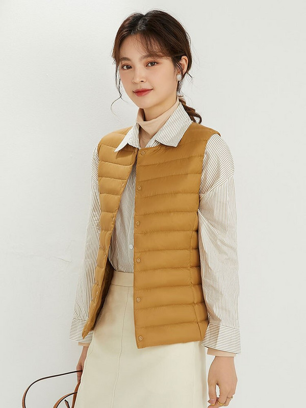 NewBang 90% ματ ύφασμα Γυναικεία ζεστά γιλέκα Εξαιρετικά ελαφρύ πουπουλένιο γυναικείο γιλέκο δύο δρόμων Φορητό ζεστό αμάνικο χειμερινό χιτώνιο