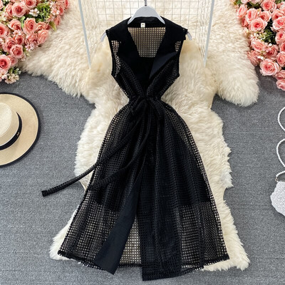 Ženska haljina s remenom i urezanim vratom bez rukava izdubljena Novi dolasci Ženska seksi modna temperamentna Ljeto 2022.