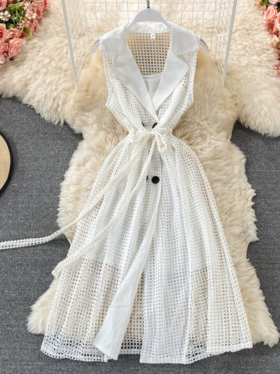 Ženska haljina s remenom i urezanim vratom bez rukava izdubljena Novi dolasci Ženska seksi modna temperamentna Ljeto 2022.