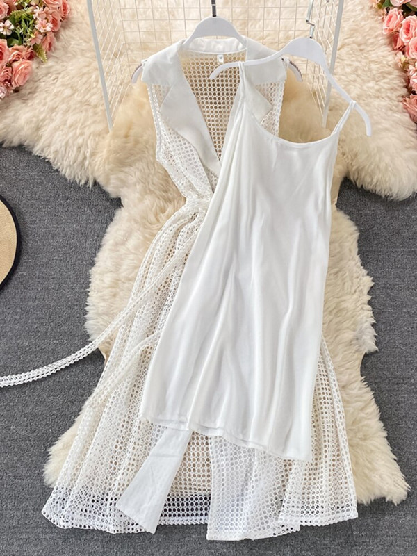 Ženska haljina s remenom i urezanim vratom bez rukava izdubljena Novi dolasci Ženska seksi modna temperamentna Ljeto 2022.