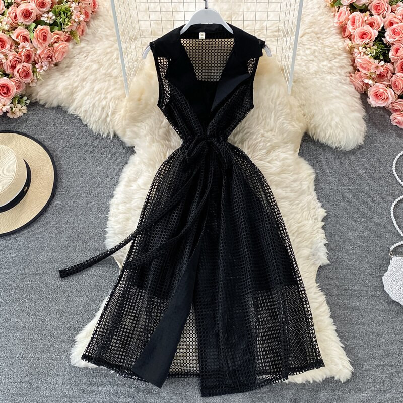 Ženska haljina s remenom i urezanim vratom bez rukava izdubljena Novi dolasci Ženska seksi modna temperamentna Ljeto 2022.