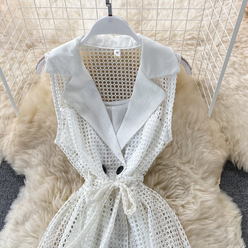 Ženska haljina s remenom i urezanim vratom bez rukava izdubljena Novi dolasci Ženska seksi modna temperamentna Ljeto 2022.