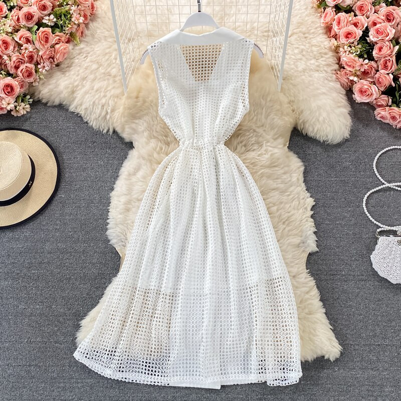 Ženska haljina s remenom i urezanim vratom bez rukava izdubljena Novi dolasci Ženska seksi modna temperamentna Ljeto 2022.