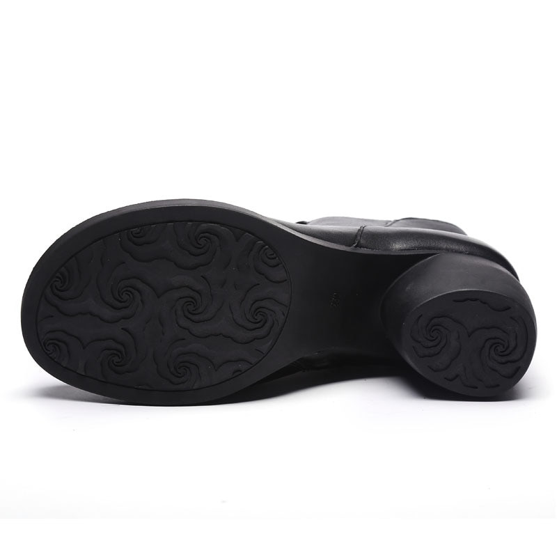 DRKANOL Nove ručno rađene ženske čizme, retro gležnjače od prave kože za žene, zimske tople cipele, čizme s okruglim vrhom, debelu petu, ženske