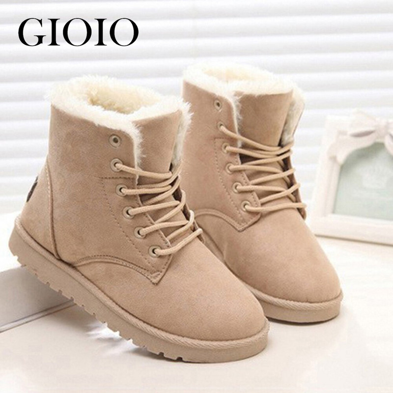 Γυναικείες μπότες Χειμερινές ζεστές μπότες για χιόνι Γυναικείες μπότες από ψεύτικο σουέντ Γυναικεία χειμωνιάτικα παπούτσια botas de mujer Λούτρινα παπούτσια για πλατφόρμα