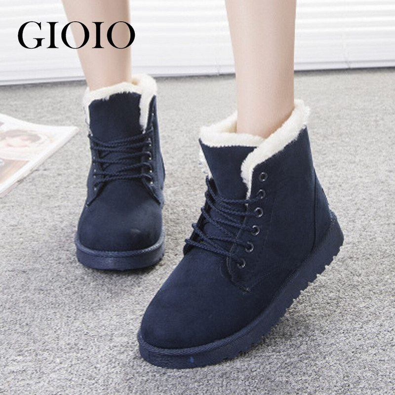 Γυναικείες μπότες Χειμερινές ζεστές μπότες για χιόνι Γυναικείες μπότες από ψεύτικο σουέντ Γυναικεία χειμωνιάτικα παπούτσια botas de mujer Λούτρινα παπούτσια για πλατφόρμα