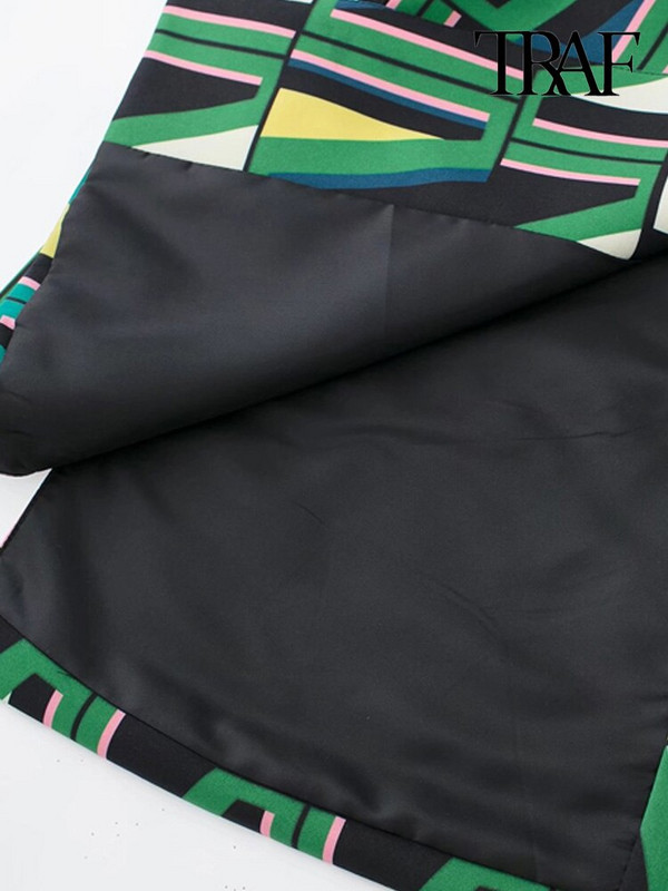 TRAF sieviešu modes sānu ventilācijas atveres ar izciļņiem ar apdrukātu veste Vintage bez piedurknēm priekšpusē ar pogu Sieviešu virsdrēbes eleganti topi