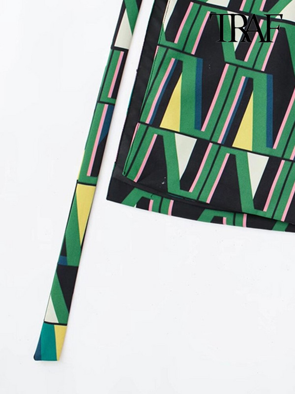 TRAF sieviešu modes sānu ventilācijas atveres ar izciļņiem ar apdrukātu veste Vintage bez piedurknēm priekšpusē ar pogu Sieviešu virsdrēbes eleganti topi