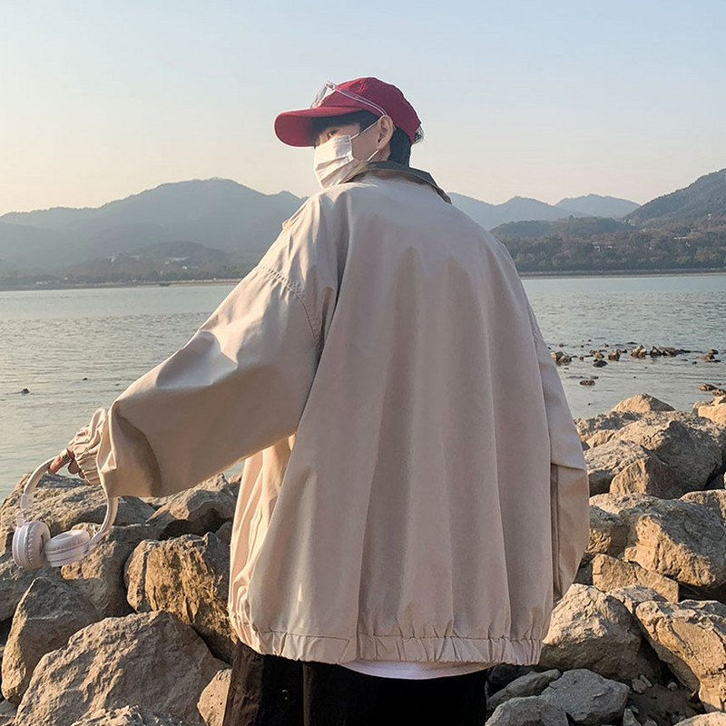 Bomber jakne Muškarci Ulična odjeća Zgodna gornja odjeća Proljetni otvoreni ovratnik Jednostavan korejski stil U trendu jednobojna modna osnovna odjeća