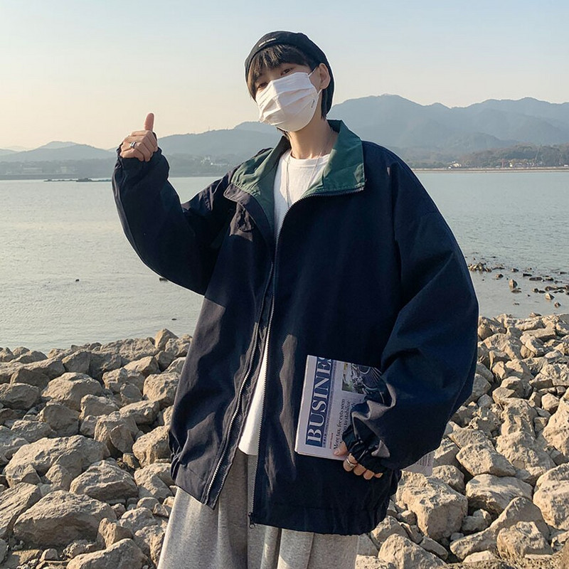 Bomber jakne Muškarci Ulična odjeća Zgodna gornja odjeća Proljetni otvoreni ovratnik Jednostavan korejski stil U trendu jednobojna modna osnovna odjeća