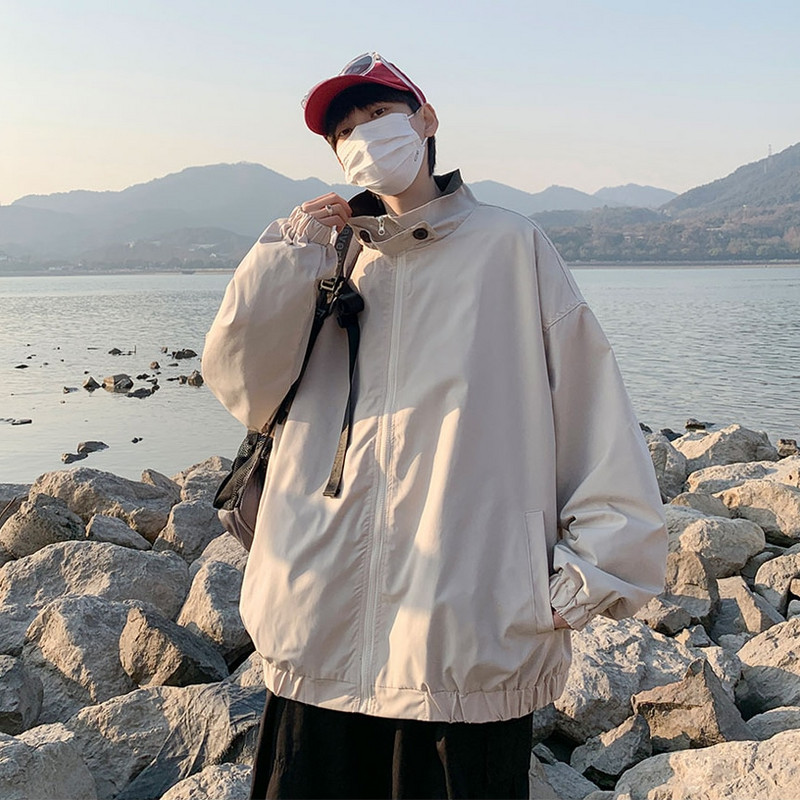 Bomber jakne Muškarci Ulična odjeća Zgodna gornja odjeća Proljetni otvoreni ovratnik Jednostavan korejski stil U trendu jednobojna modna osnovna odjeća