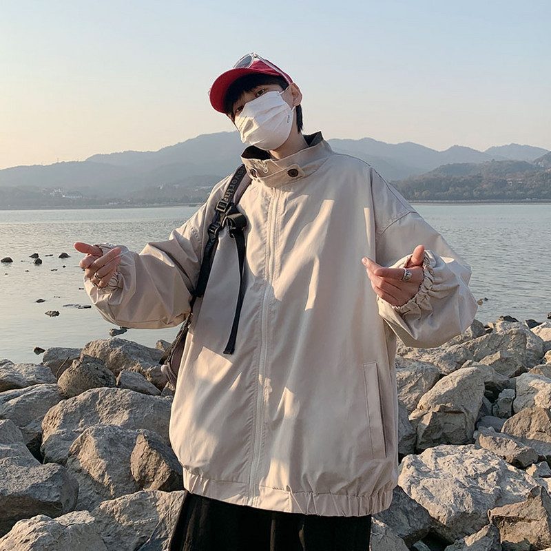 Bomber jakne Muškarci Ulična odjeća Zgodna gornja odjeća Proljetni otvoreni ovratnik Jednostavan korejski stil U trendu jednobojna modna osnovna odjeća