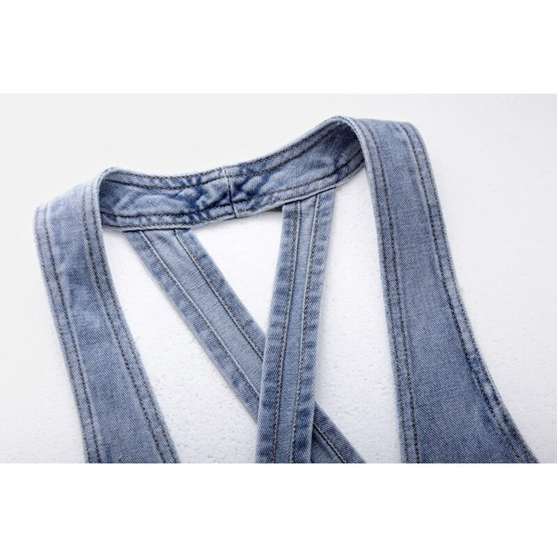 Vasaras mazgāšana gaiši zila džinsa veste sieviešu veste liela kabata bez piedurknēm jaka ikdienišķa plāna īsa džinsa veste sievietēm