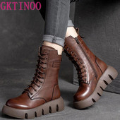 GKTINOO 2022. gada vintage sieviešu zābaki, plakani zābaki, sieviešu apavi Puszābaki ar rāvējslēdzēju zapatos mujer