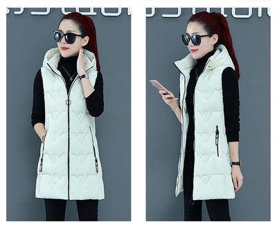 Elegantna ženska jakna s puhom, novi ženski prsluk, jesen, zima, tanka ženska jakna velikih veličina, topli ženski prsluk s kapuljačom, s podebljanim bijelim pačjim paperjem F049