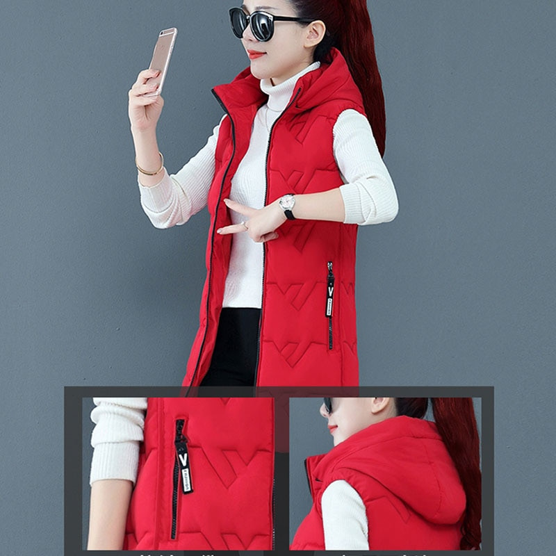 Elegantna ženska jakna s puhom, novi ženski prsluk, jesen, zima, tanka ženska jakna velikih veličina, topli ženski prsluk s kapuljačom, s podebljanim bijelim pačjim paperjem F049