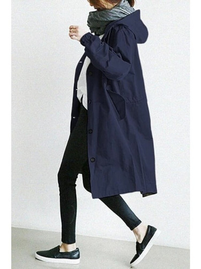 S-5XL izmēra elegants sieviešu mētelis ar vāciņu pogu Ikdienas sieviešu garās virsdrēbes brīvs mētelis rudens ziemas mode