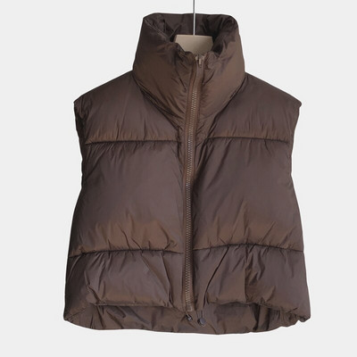 Ženski prsluci Tople parke bez rukava Prsluci Ženski ležerni prsluk s visokim ovratnikom Jakna Ženska gornja odjeća Kratki pamučni top