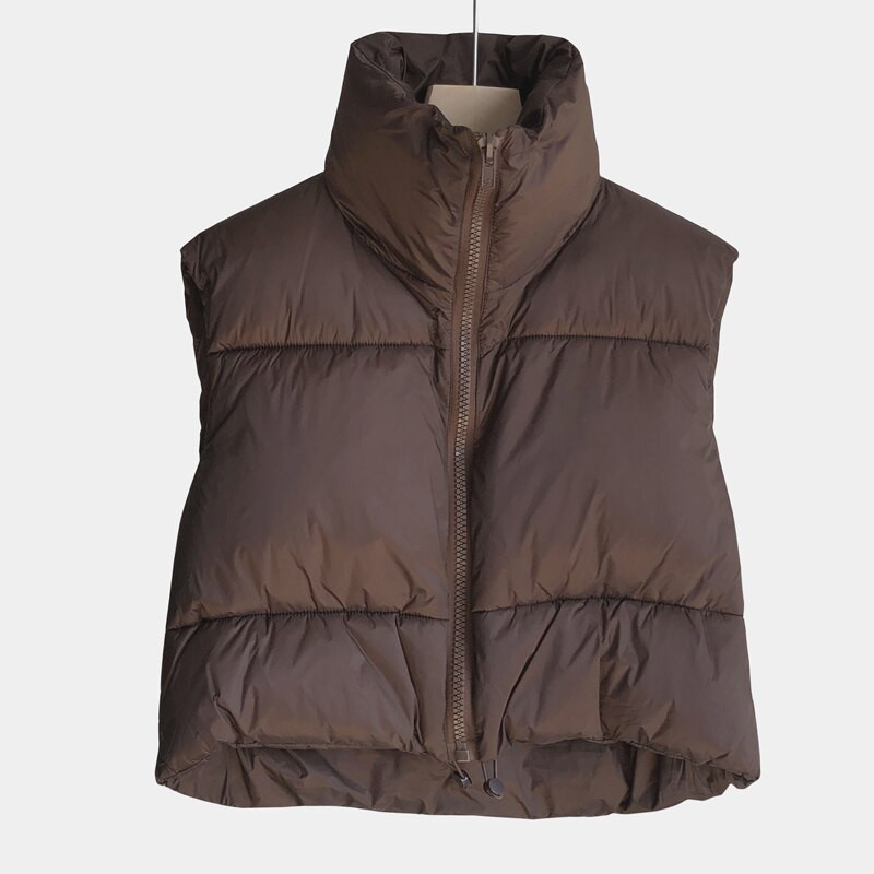 Ženski prsluci Tople parke bez rukava Prsluci Ženski ležerni prsluk s visokim ovratnikom Jakna Ženska gornja odjeća Kratki pamučni top