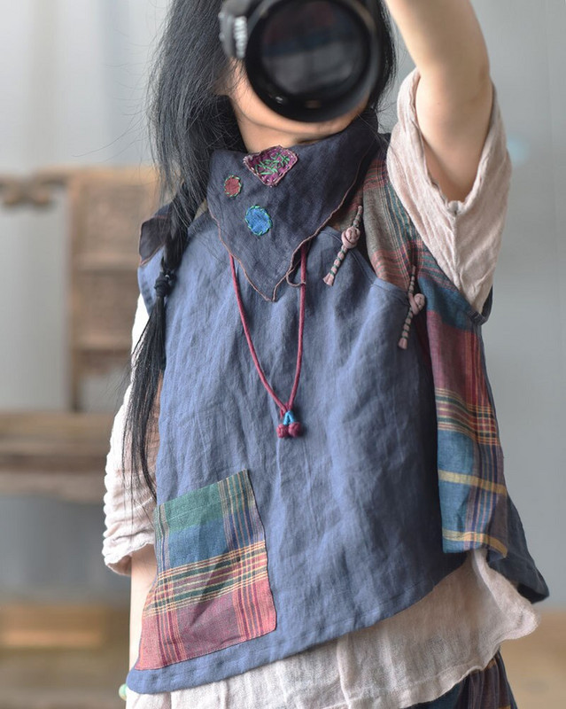 Sieviešu vaļīgas lina veste Sieviešu 2020. gada pavasara vasaras vestes.