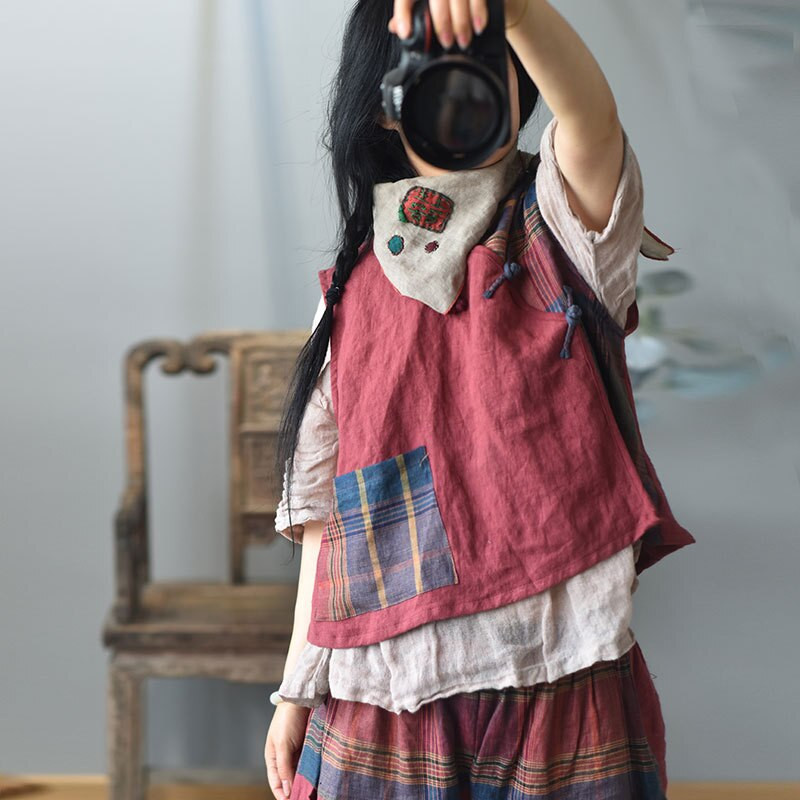 Sieviešu vaļīgas lina veste Sieviešu 2020. gada pavasara vasaras vestes.