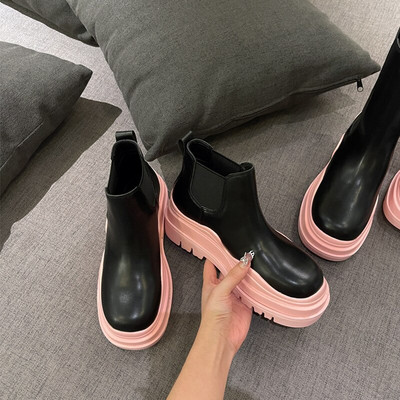 2022. gada jauni Chelsea zābaki Sweet Girl ar biezu zoli, apaļu purngalu Mārtiņa zābaki, avokadozaļi, mīkstas ādas skursteņa apavi vīriešiem sievietēm