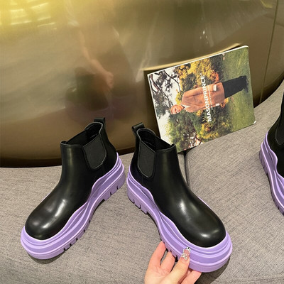 2022. gada jauni Chelsea zābaki Sweet Girl ar biezu zoli, apaļu purngalu Mārtiņa zābaki, avokadozaļi, mīkstas ādas skursteņa apavi vīriešiem sievietēm