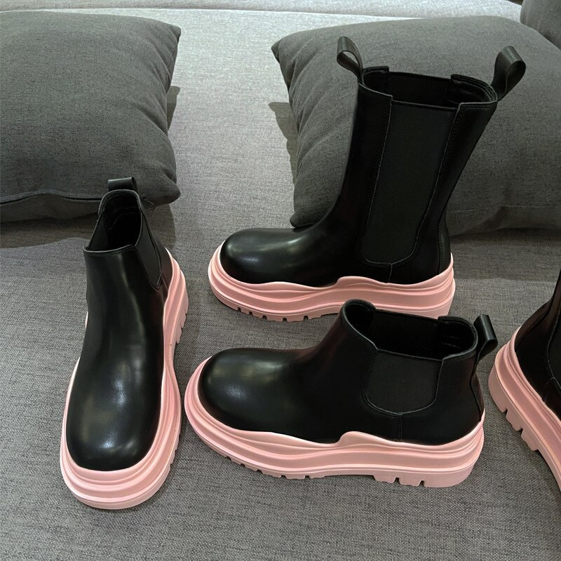 2022. gada jauni Chelsea zābaki Sweet Girl ar biezu zoli, apaļu purngalu Mārtiņa zābaki, avokadozaļi, mīkstas ādas skursteņa apavi vīriešiem sievietēm