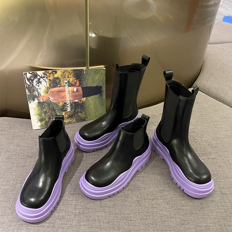 2022. gada jauni Chelsea zābaki Sweet Girl ar biezu zoli, apaļu purngalu Mārtiņa zābaki, avokadozaļi, mīkstas ādas skursteņa apavi vīriešiem sievietēm