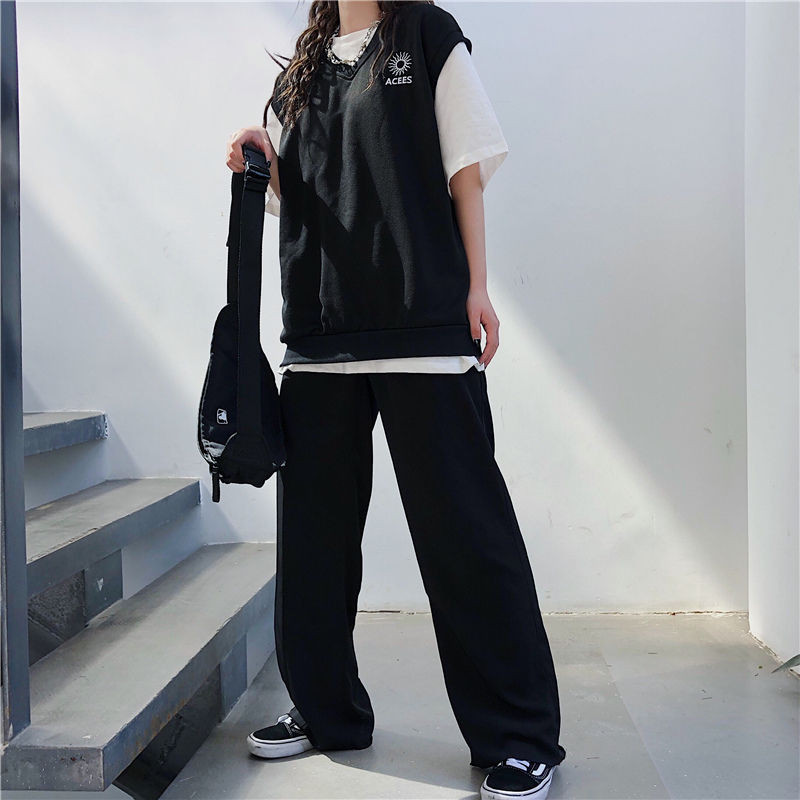 2022. gada rudens sieviešu apģērbi, jauni izšuvumi ar V veida kakla izgriezumu, sieviešu studentes korejiešu stila veste, brīva bezpiedurknēm, ikdienas veste meitenēm