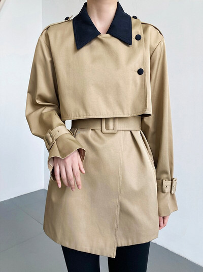 Ženska kratka vjetrovka s reverom kontrastne boje 2022., ležerna jesenska jakna