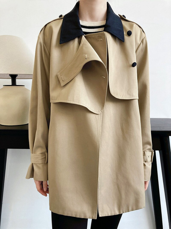 Ženska kratka vjetrovka s reverom kontrastne boje 2022., ležerna jesenska jakna