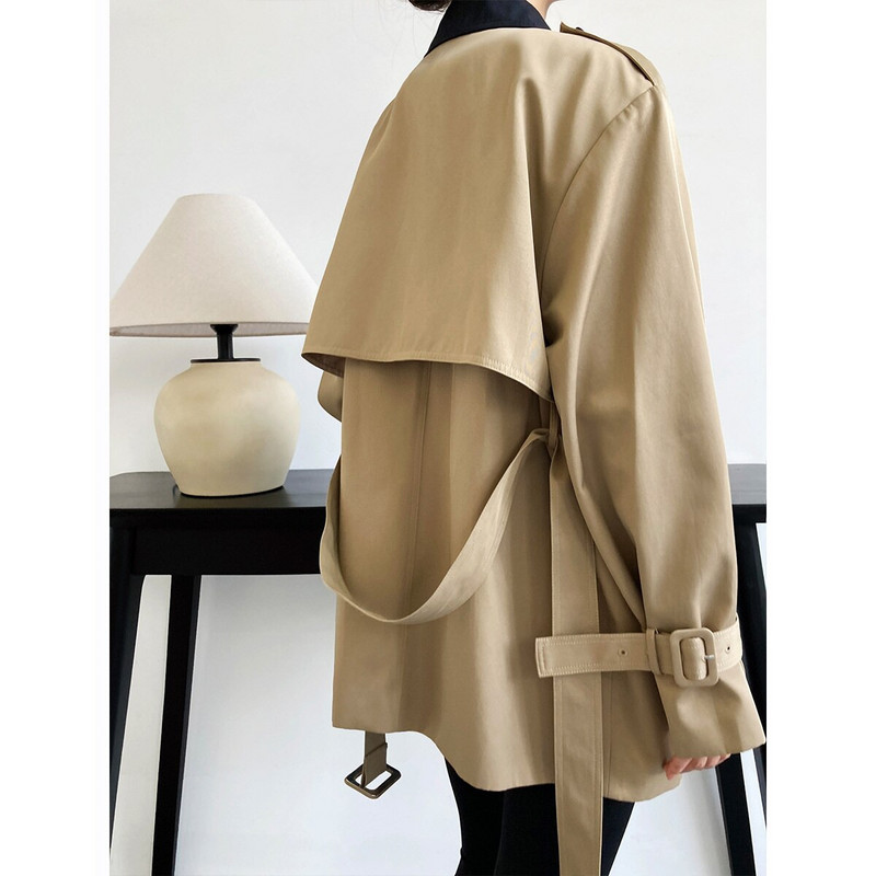 Ženska kratka vjetrovka s reverom kontrastne boje 2022., ležerna jesenska jakna